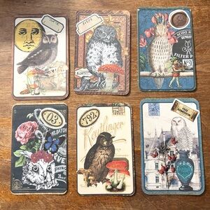 (3 for $20) Vintage Owl Journal/Note Cards set of 6. Pack #1